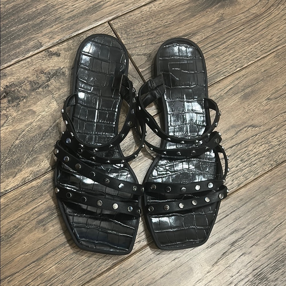 Dolce Vita- Izabel -  Black Patent Leather Sandals with Studded Straps